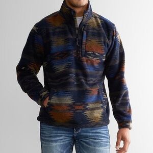 Billabong Men's Half-Zip Fleece Pullover in Navy with Rust & Olive Accents